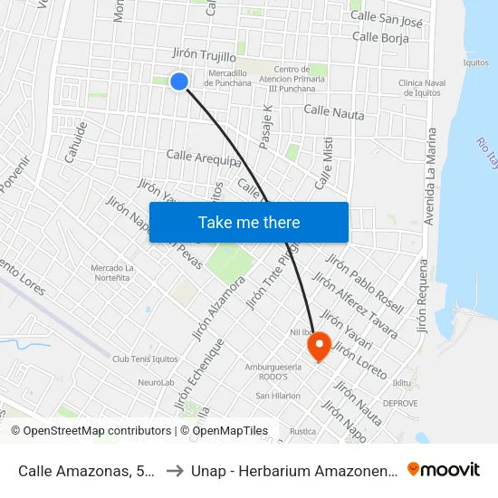 Calle Amazonas, 574 to Unap - Herbarium Amazonense map