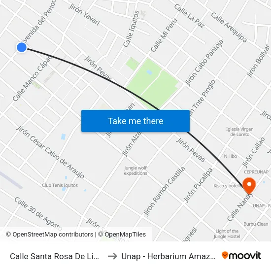 Calle Santa Rosa De Lima, 322 to Unap - Herbarium Amazonense map