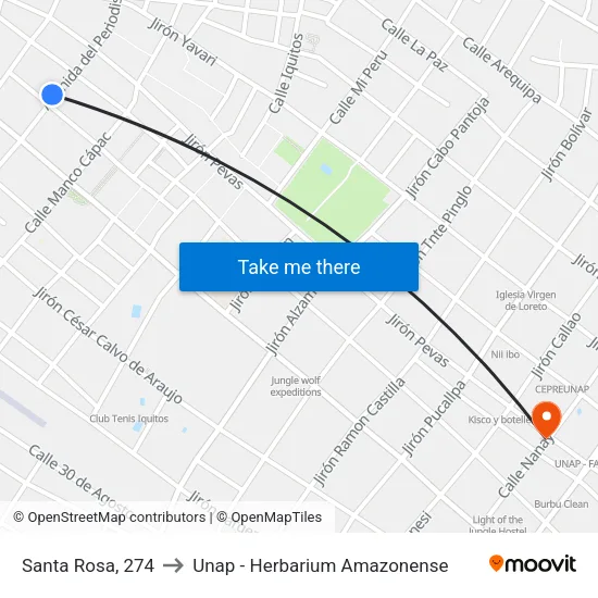 Santa Rosa, 274 to Unap - Herbarium Amazonense map