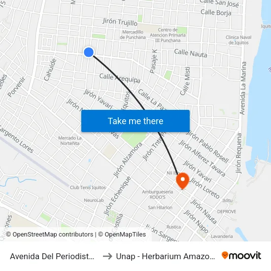 Avenida Del Periodista, 513 to Unap - Herbarium Amazonense map