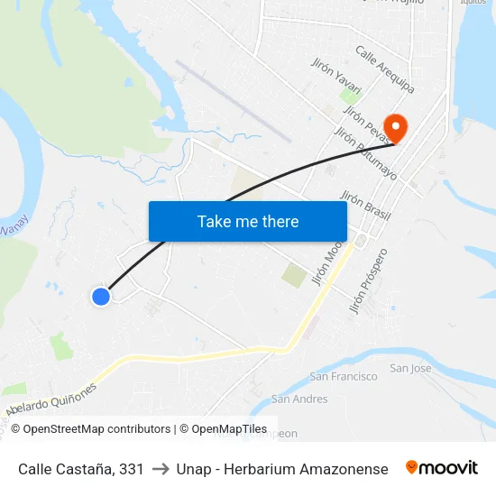 Calle Castaña, 331 to Unap - Herbarium Amazonense map