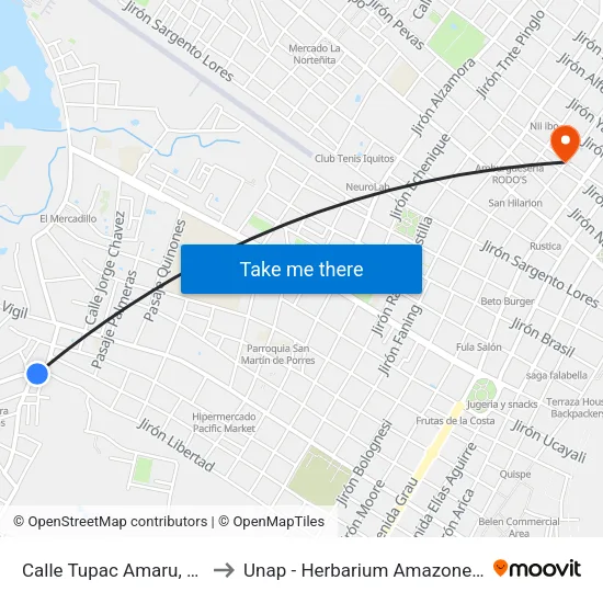 Calle Tupac Amaru, 178 to Unap - Herbarium Amazonense map