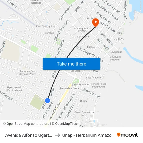 Avenida Alfonso Ugarte, 672 to Unap - Herbarium Amazonense map