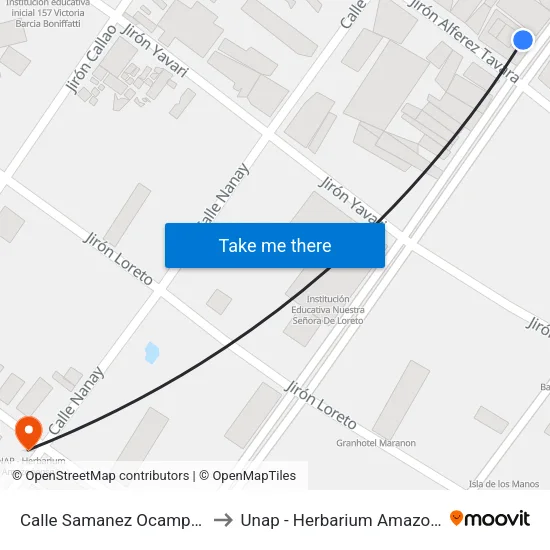 Calle Samanez Ocampo, 625 to Unap - Herbarium Amazonense map