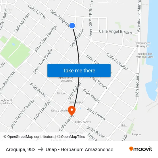 Arequipa, 982 to Unap - Herbarium Amazonense map