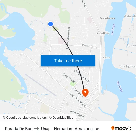 Parada De Bus to Unap - Herbarium Amazonense map