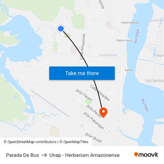 Parada De Bus to Unap - Herbarium Amazonense map
