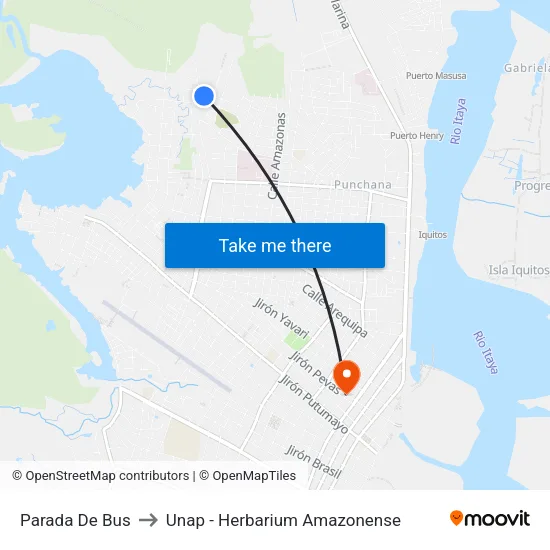 Parada De Bus to Unap - Herbarium Amazonense map
