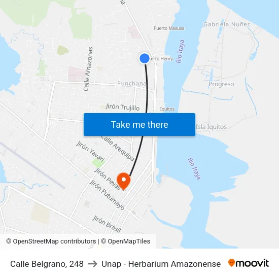 Calle Belgrano, 248 to Unap - Herbarium Amazonense map