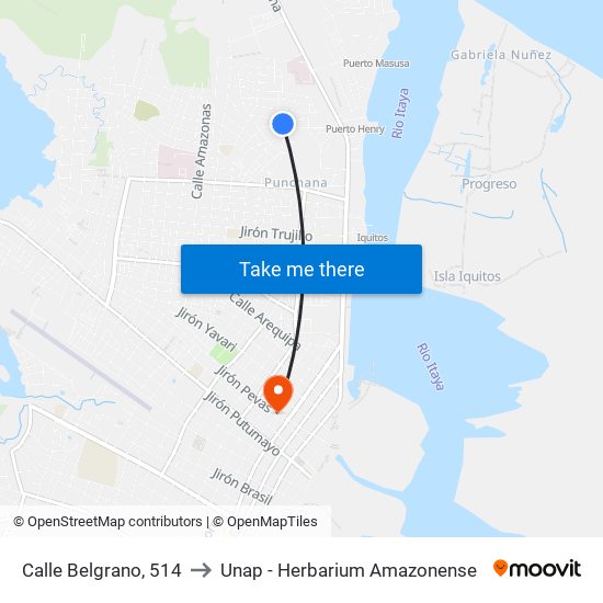 Calle Belgrano, 514 to Unap - Herbarium Amazonense map