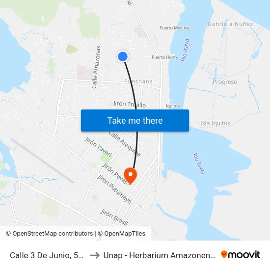 Calle 3 De Junio, 520 to Unap - Herbarium Amazonense map
