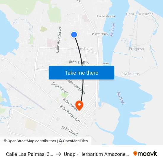 Calle Las Palmas, 387 to Unap - Herbarium Amazonense map