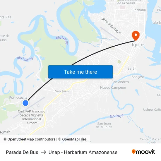 Parada De Bus to Unap - Herbarium Amazonense map