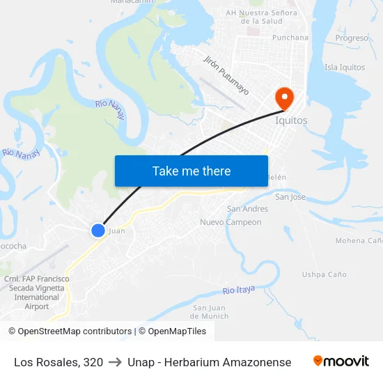 Los Rosales, 320 to Unap - Herbarium Amazonense map