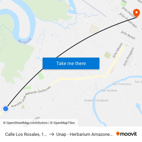 Calle Los Rosales, 102 to Unap - Herbarium Amazonense map