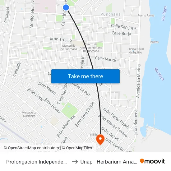 Prolongacion Independencia, 1180 to Unap - Herbarium Amazonense map