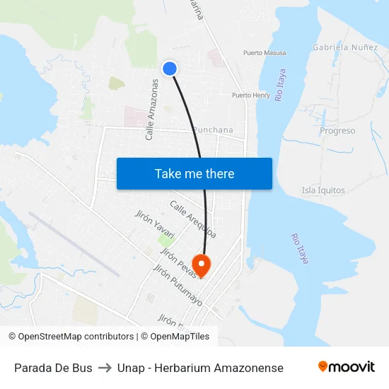 Parada De Bus to Unap - Herbarium Amazonense map