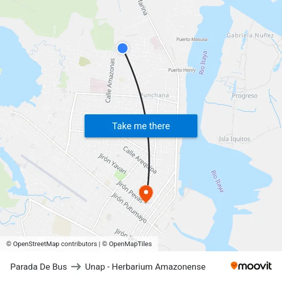 Parada De Bus to Unap - Herbarium Amazonense map