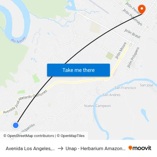 Avenida Los Angeles, 655 to Unap - Herbarium Amazonense map