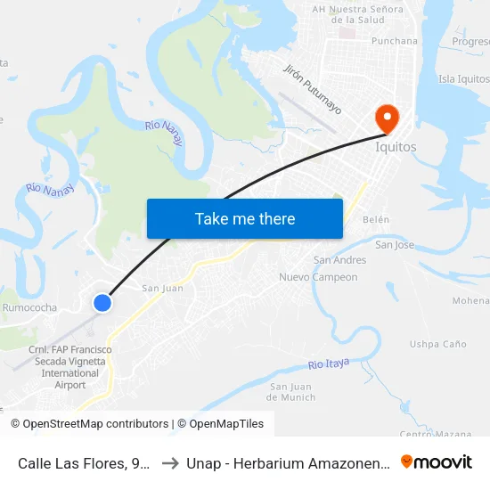Calle Las Flores, 950 to Unap - Herbarium Amazonense map