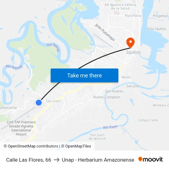 Calle Las Flores, 66 to Unap - Herbarium Amazonense map