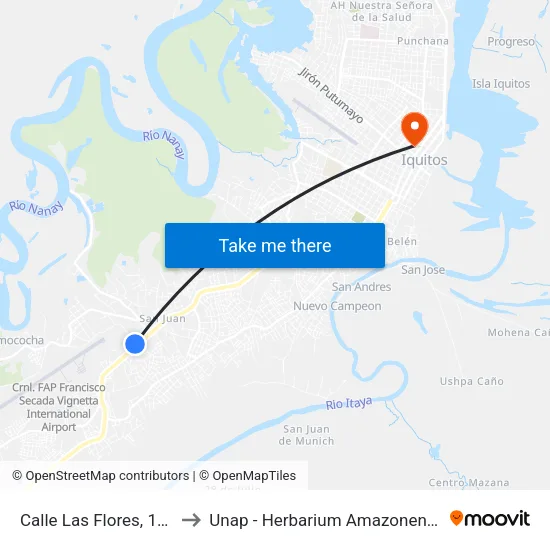 Calle Las Flores, 146 to Unap - Herbarium Amazonense map