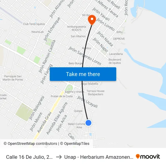 Calle 16 De Julio, 207 to Unap - Herbarium Amazonense map