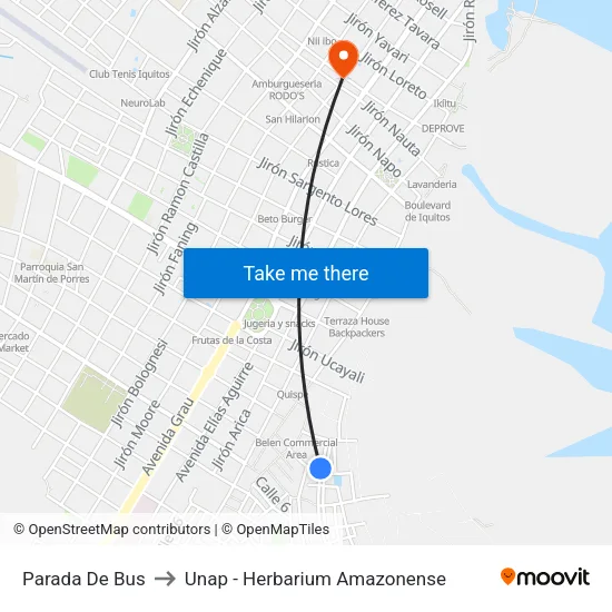 Parada De Bus to Unap - Herbarium Amazonense map