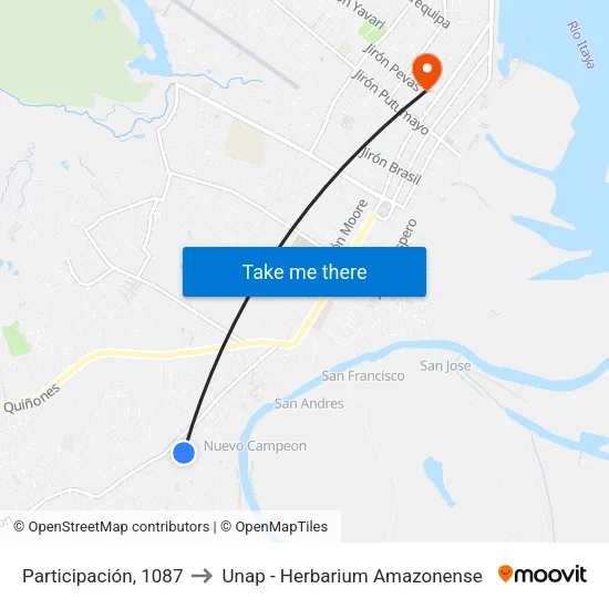Participación, 1087 to Unap - Herbarium Amazonense map
