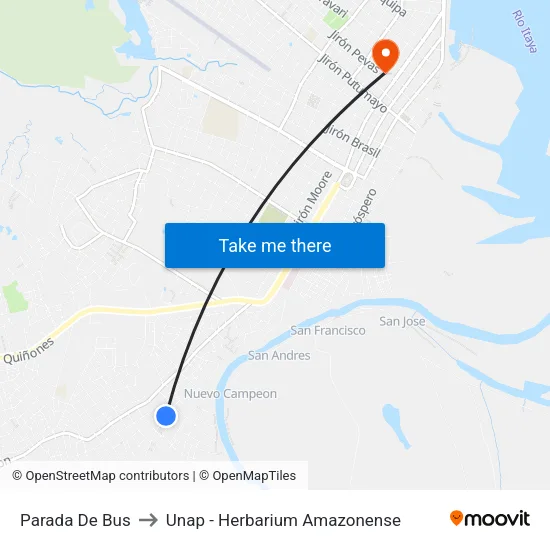 Parada De Bus to Unap - Herbarium Amazonense map