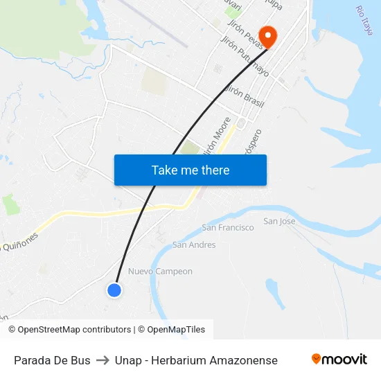Parada De Bus to Unap - Herbarium Amazonense map