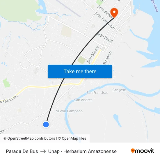 Parada De Bus to Unap - Herbarium Amazonense map