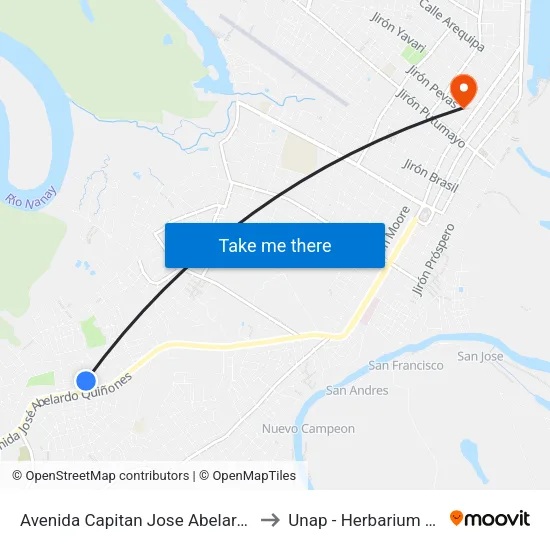 Avenida Capitan Jose Abelardo Quiñones, 2138 to Unap - Herbarium Amazonense map