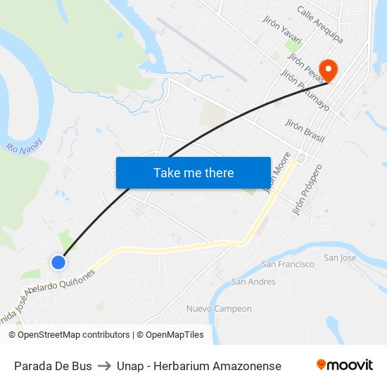 Parada De Bus to Unap - Herbarium Amazonense map