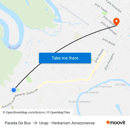Parada De Bus to Unap - Herbarium Amazonense map