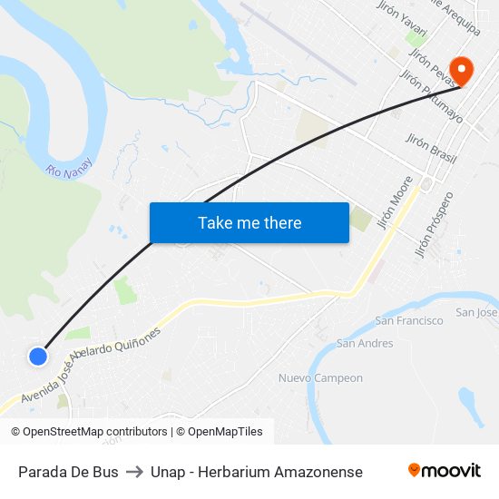 Parada De Bus to Unap - Herbarium Amazonense map