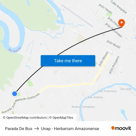 Parada De Bus to Unap - Herbarium Amazonense map