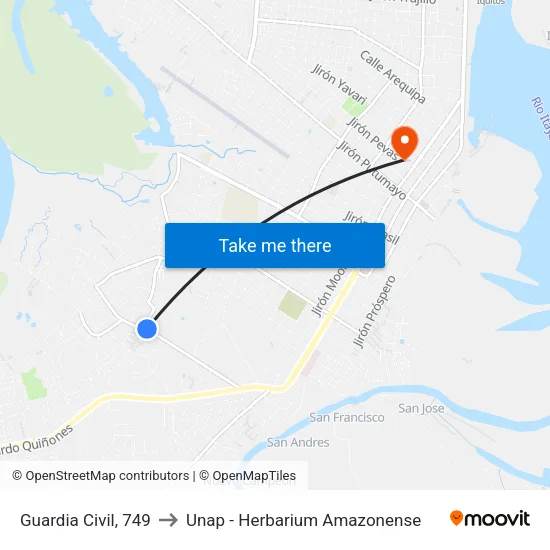 Guardia Civil, 749 to Unap - Herbarium Amazonense map