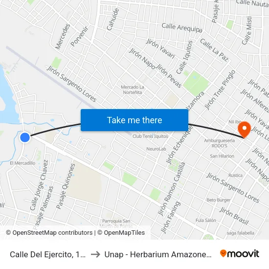 Calle Del Ejercito, 141 to Unap - Herbarium Amazonense map