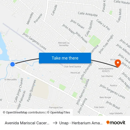 Avenida Mariscal Caceres, 2160 to Unap - Herbarium Amazonense map