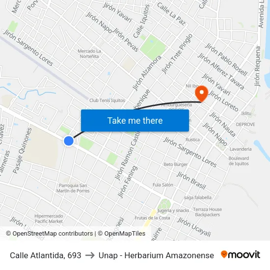 Calle Atlantida, 693 to Unap - Herbarium Amazonense map