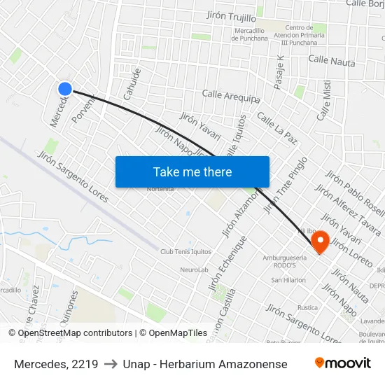 Mercedes, 2219 to Unap - Herbarium Amazonense map