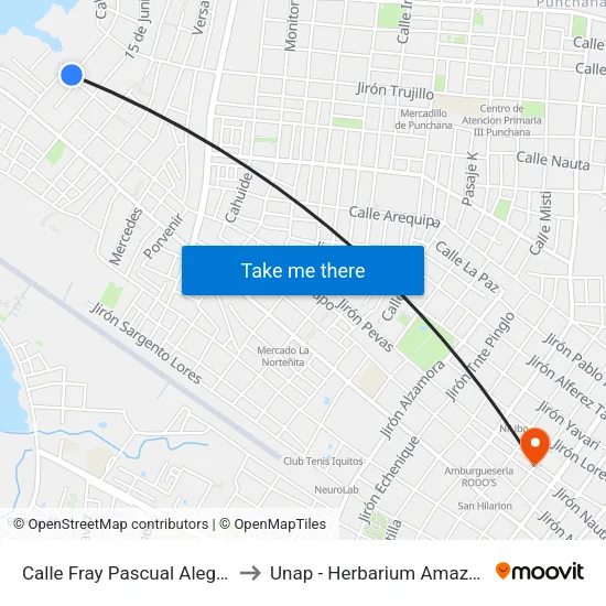 Calle Fray Pascual Alegre, 255 to Unap - Herbarium Amazonense map