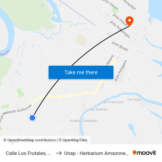 Calle Los Frutales, 377 to Unap - Herbarium Amazonense map