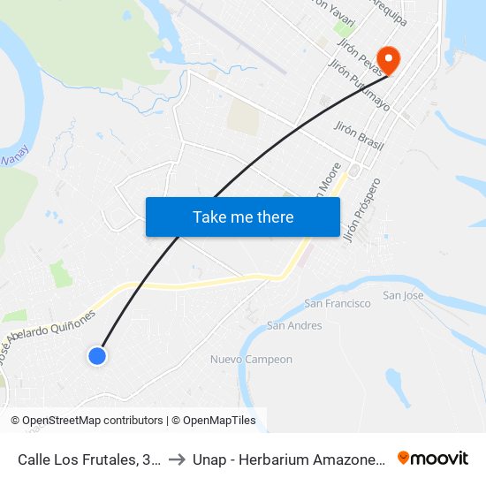 Calle Los Frutales, 376 to Unap - Herbarium Amazonense map