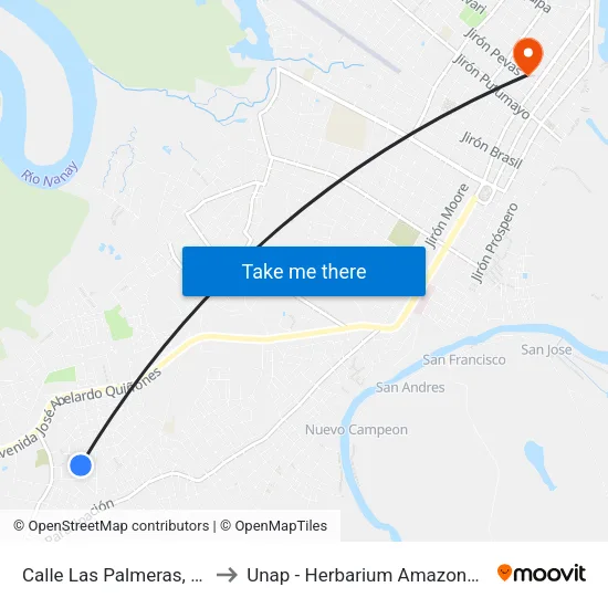 Calle Las Palmeras, 575 to Unap - Herbarium Amazonense map