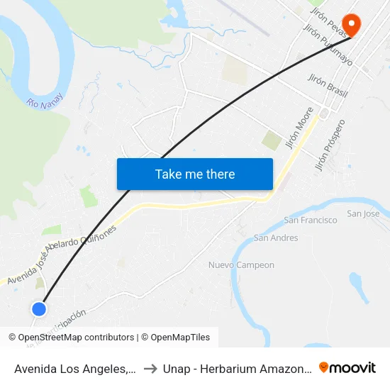 Avenida Los Angeles, 601 to Unap - Herbarium Amazonense map