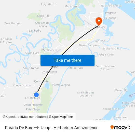 Parada De Bus to Unap - Herbarium Amazonense map