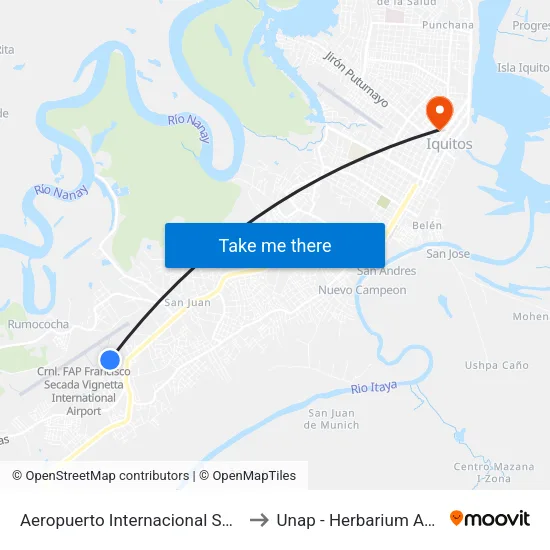 Aeropuerto Internacional Secada Vignetta to Unap - Herbarium Amazonense map