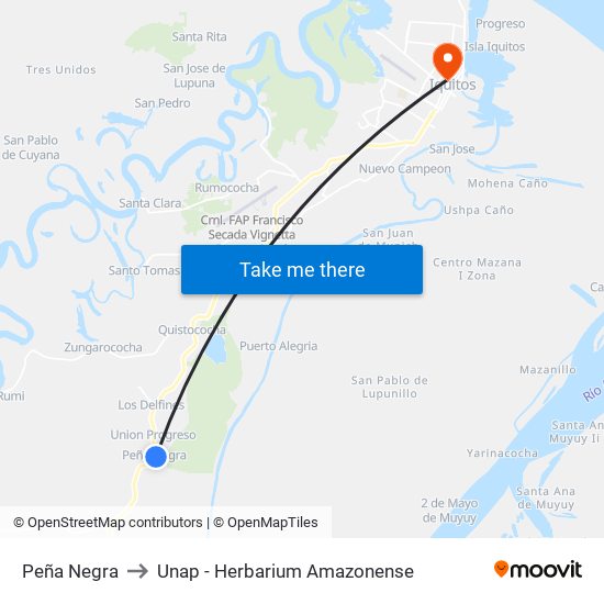 Peña Negra to Unap - Herbarium Amazonense map